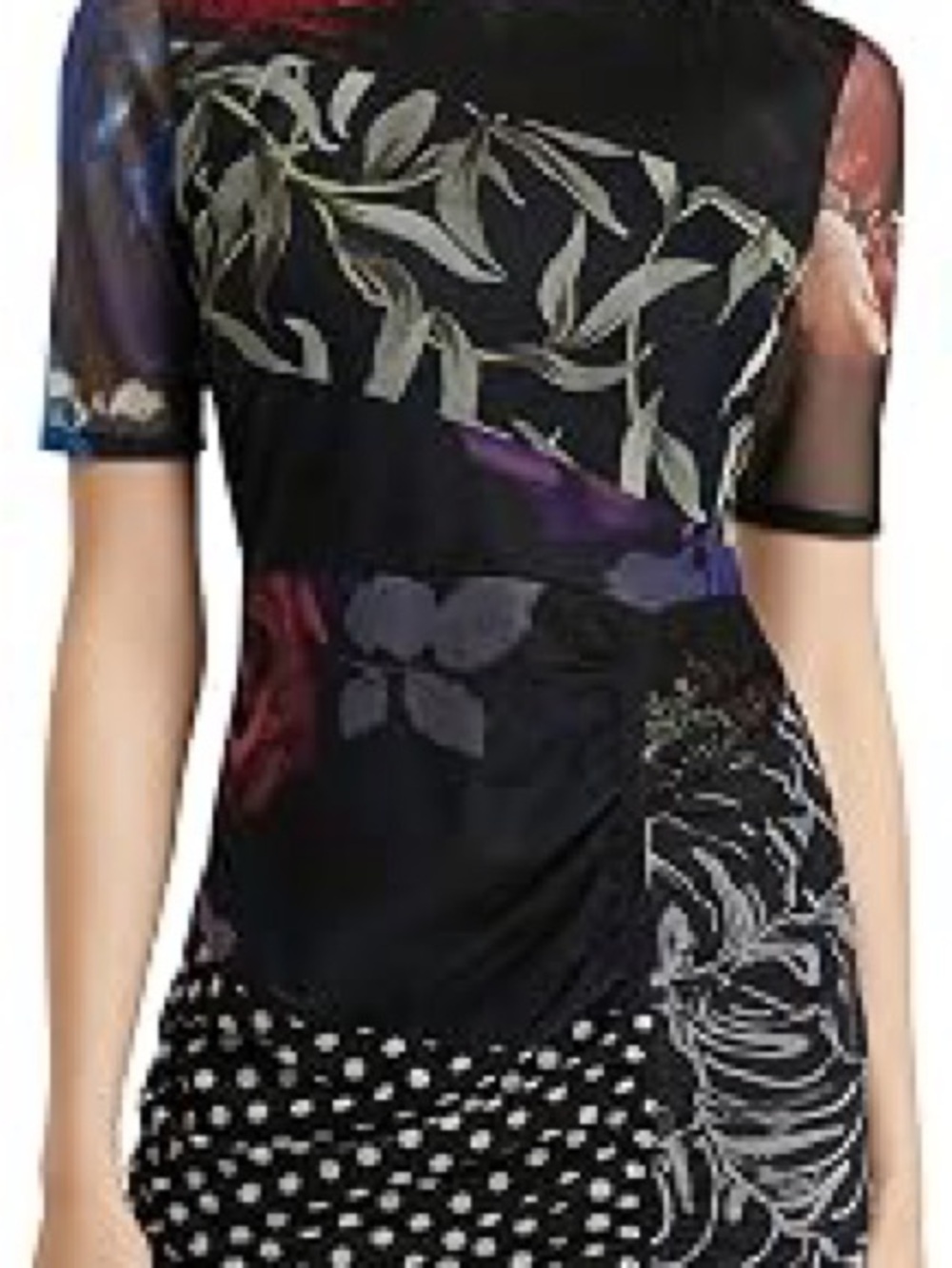 NWT Desigual Amber Mesh Mixed-Print Dress - Picture 5 of 10